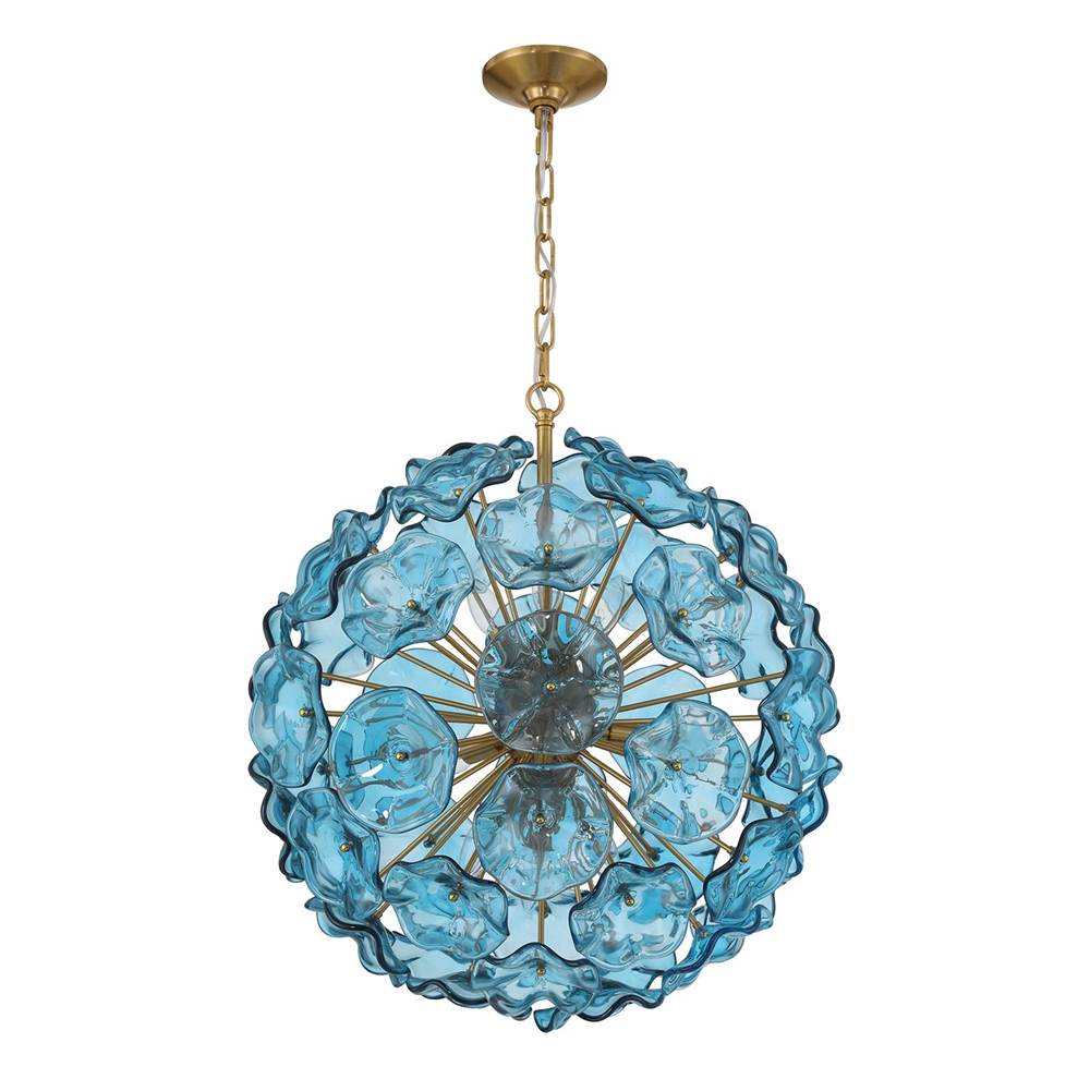 Crystorama Esme 9 Light Aged Brass Pendant