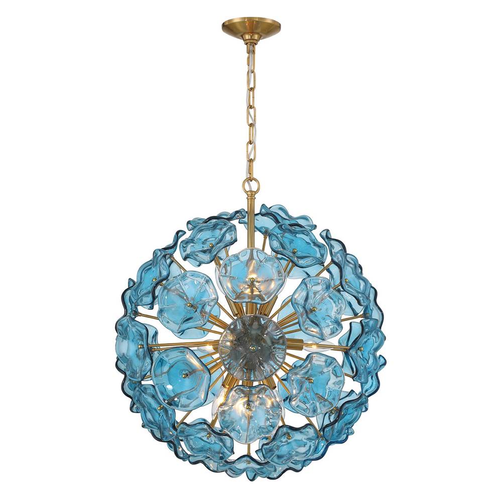 Crystorama ESM-4006-AG-BL Aged Brass Esme 9 Light Aged Brass Pendant Image 5