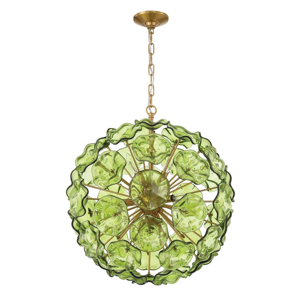 Crystorama Esme 9 Light Aged Brass Pendant