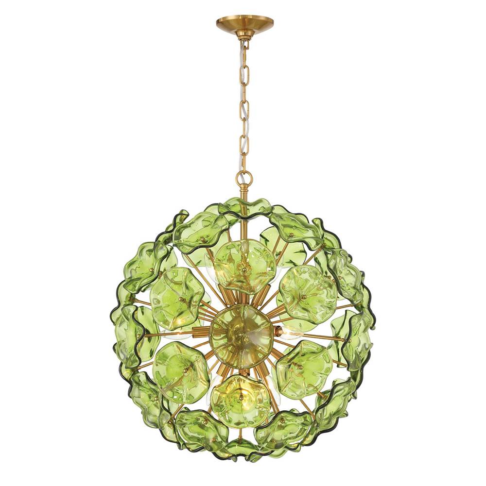 Crystorama ESM-4006-AG-GR Aged Brass Esme 9 Light Aged Brass Pendant Image 5