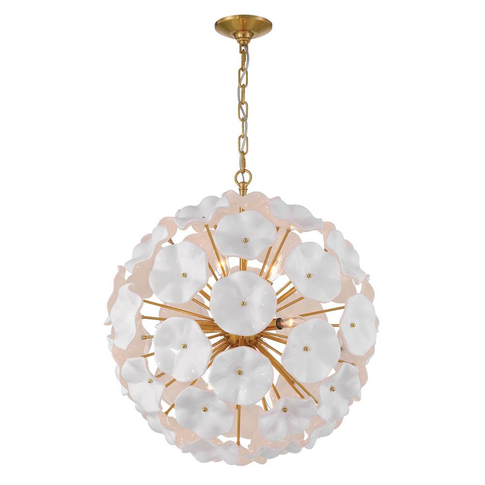 Crystorama ESM-4006-AG-WH Aged Brass Esme 9 Light Aged Brass Pendant Image 1