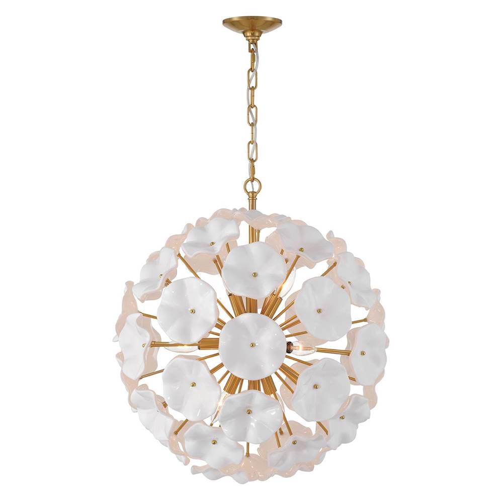 Crystorama ESM-4006-AG-WH Aged Brass Esme 9 Light Aged Brass Pendant Image 5