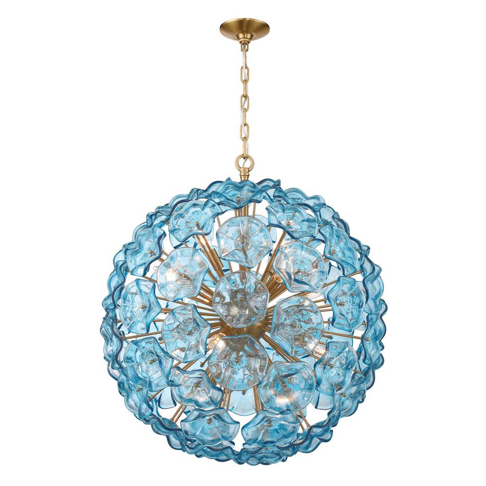 Crystorama ESM-4009-AG-BL Aged Brass Esme 28'' Aged Brass Chandelier Image 1