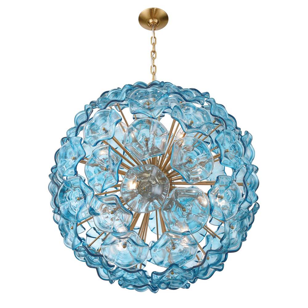Crystorama ESM-4009-AG-BL Aged Brass Esme 28'' Aged Brass Chandelier Image 5