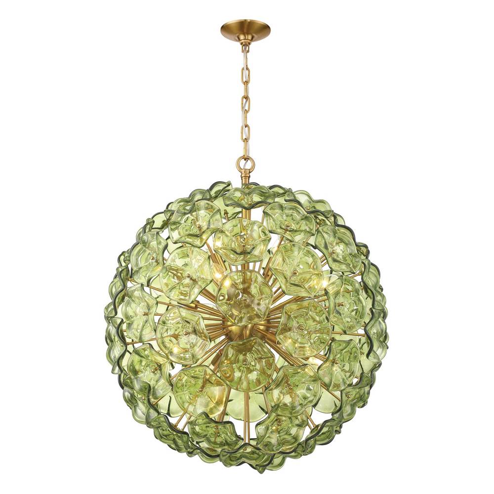 Crystorama ESM-4009-AG-GR Aged Brass Esme 28'' Aged Brass Chandelier Image 1