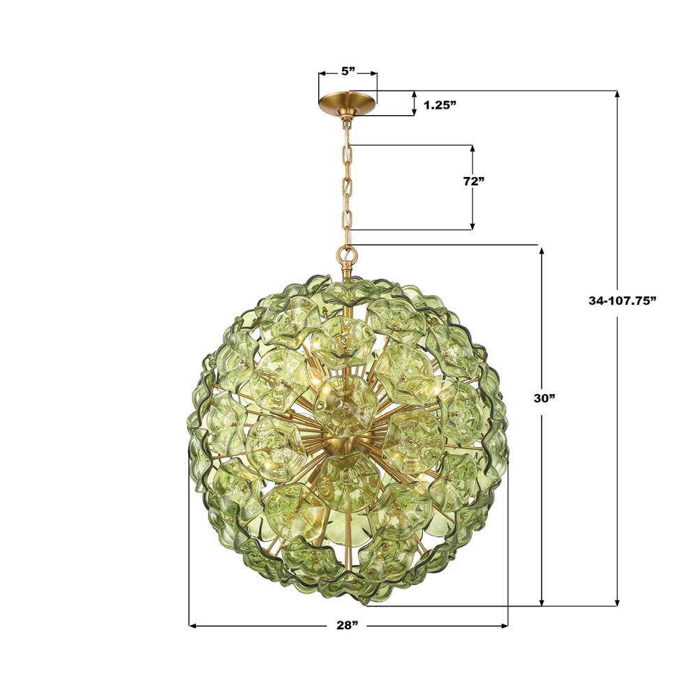 Crystorama ESM-4009-AG-GR Aged Brass Esme 28'' Aged Brass Chandelier Image 2