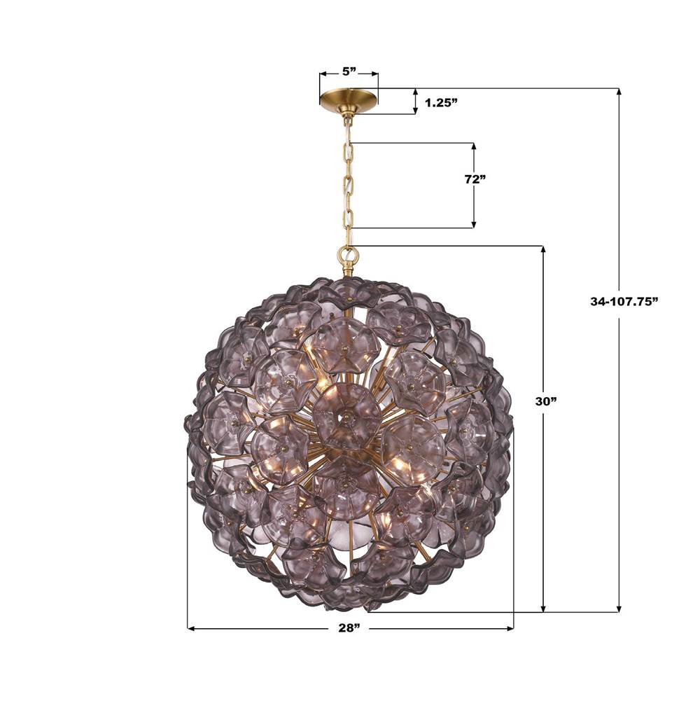 Crystorama ESM-4009-AG-SM Aged Brass Esme 28'' Aged Brass Chandelier Image 2