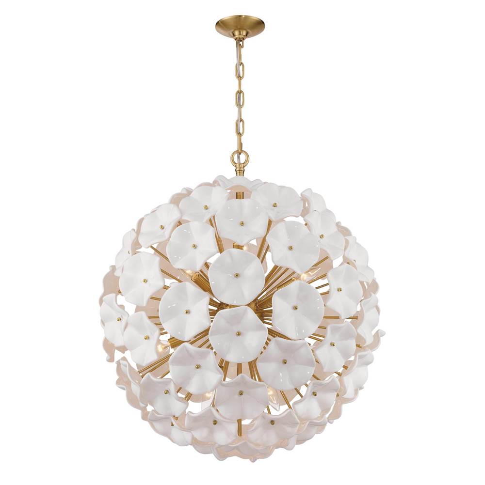 Crystorama ESM-4009-AG-WH Aged Brass Esme 28'' Aged Brass Chandelier Image 1