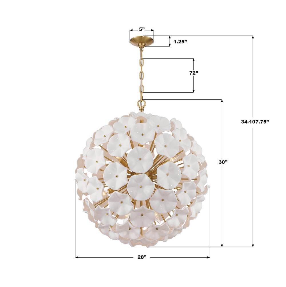 Crystorama ESM-4009-AG-WH Aged Brass Esme 28'' Aged Brass Chandelier Image 2