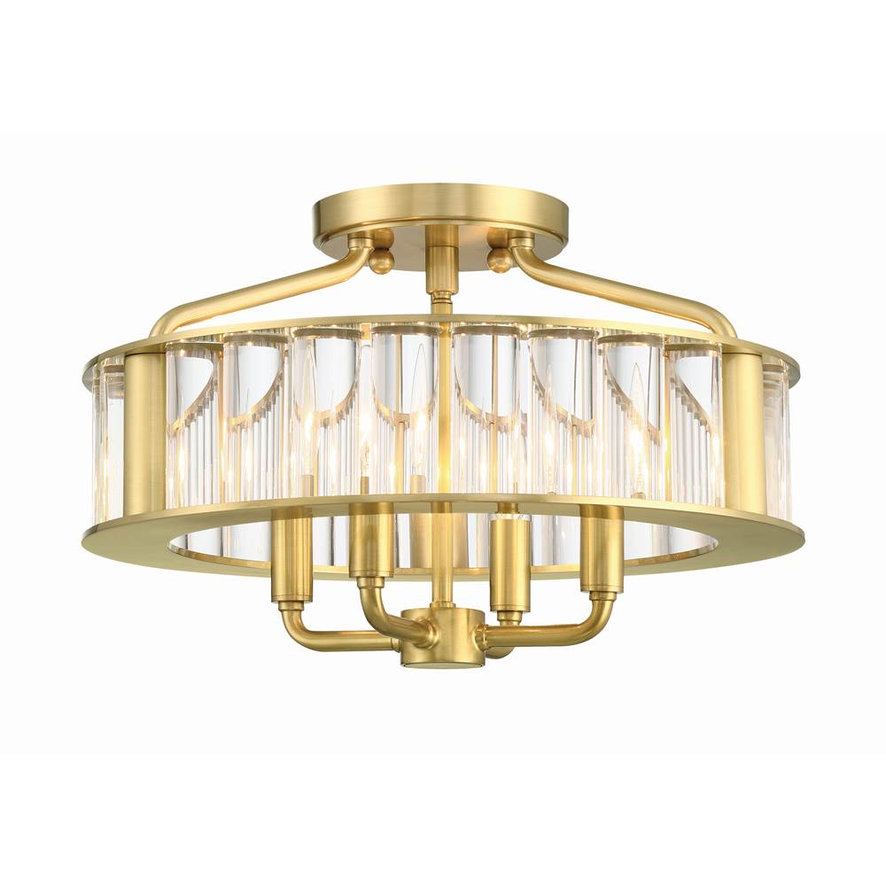 Crystorama FAR-6000-AG Aged Brass Libby Langdon For Crystorama Farris 4 Light Aged Brass Ceiling Mount Image 1