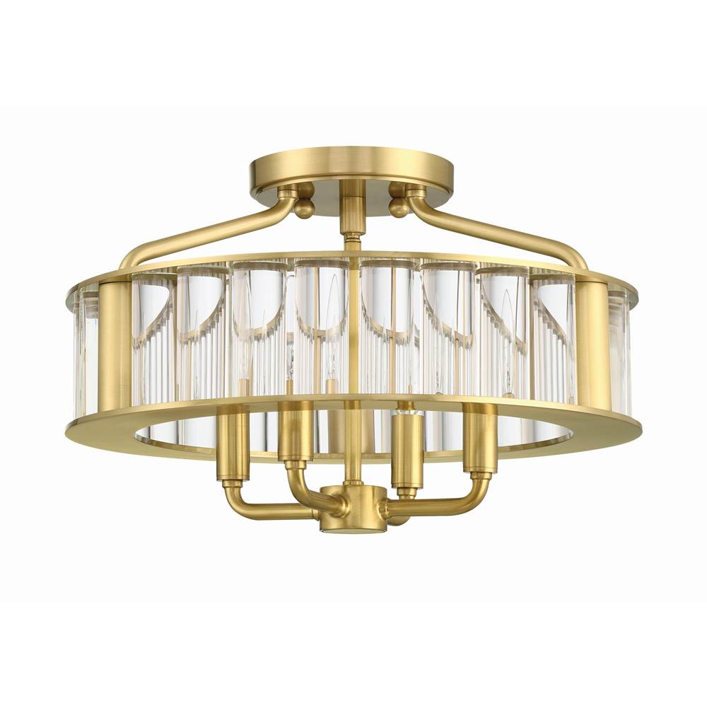Crystorama Farris Libby Langdon For Crystorama Farris 4 Light Aged Brass Ceiling Mount