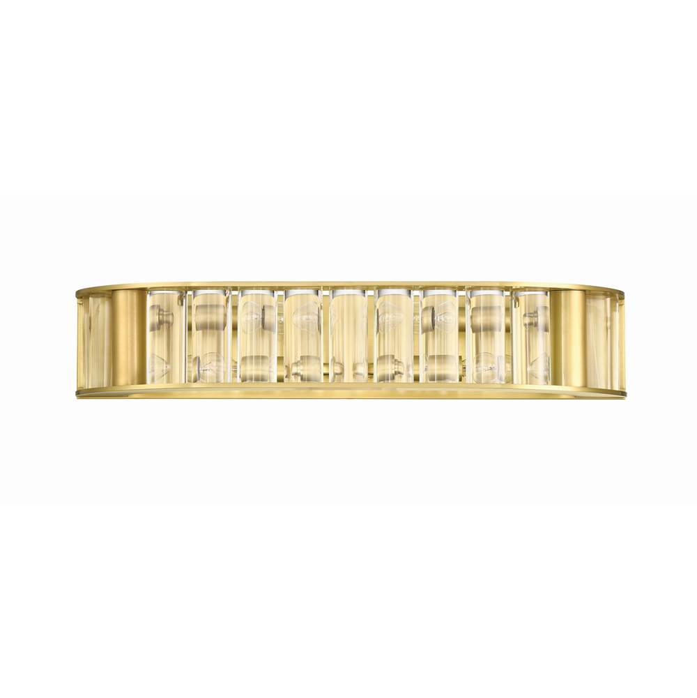 Crystorama Farris Libby Langdon For Crystorama Farris 4 Light Aged Brass Bathroom Vanity