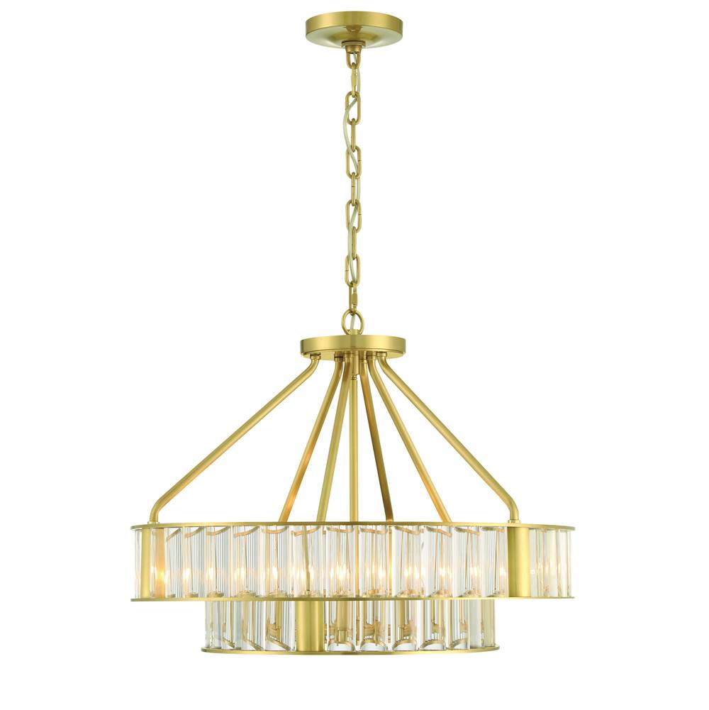 Crystorama FAR-6006-AG Aged Brass Libby Langdon For Crystorama Farris 6 Light Aged Brass Chandelier Image 1