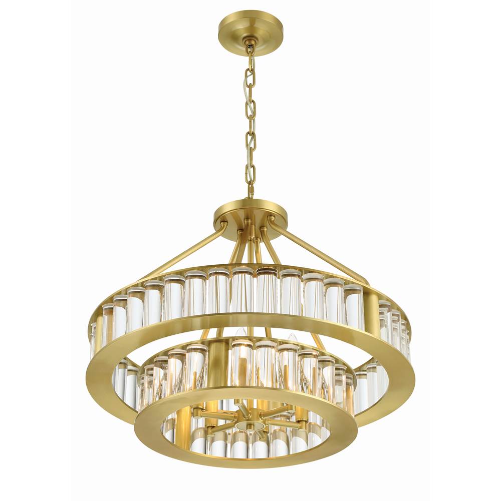 Crystorama FAR-6006-AG Aged Brass Libby Langdon For Crystorama Farris 6 Light Aged Brass Chandelier Image 3