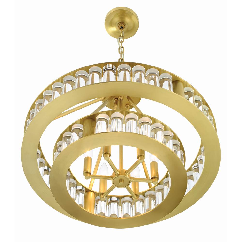 Crystorama FAR-6006-AG Aged Brass Libby Langdon For Crystorama Farris 6 Light Aged Brass Chandelier Image 2