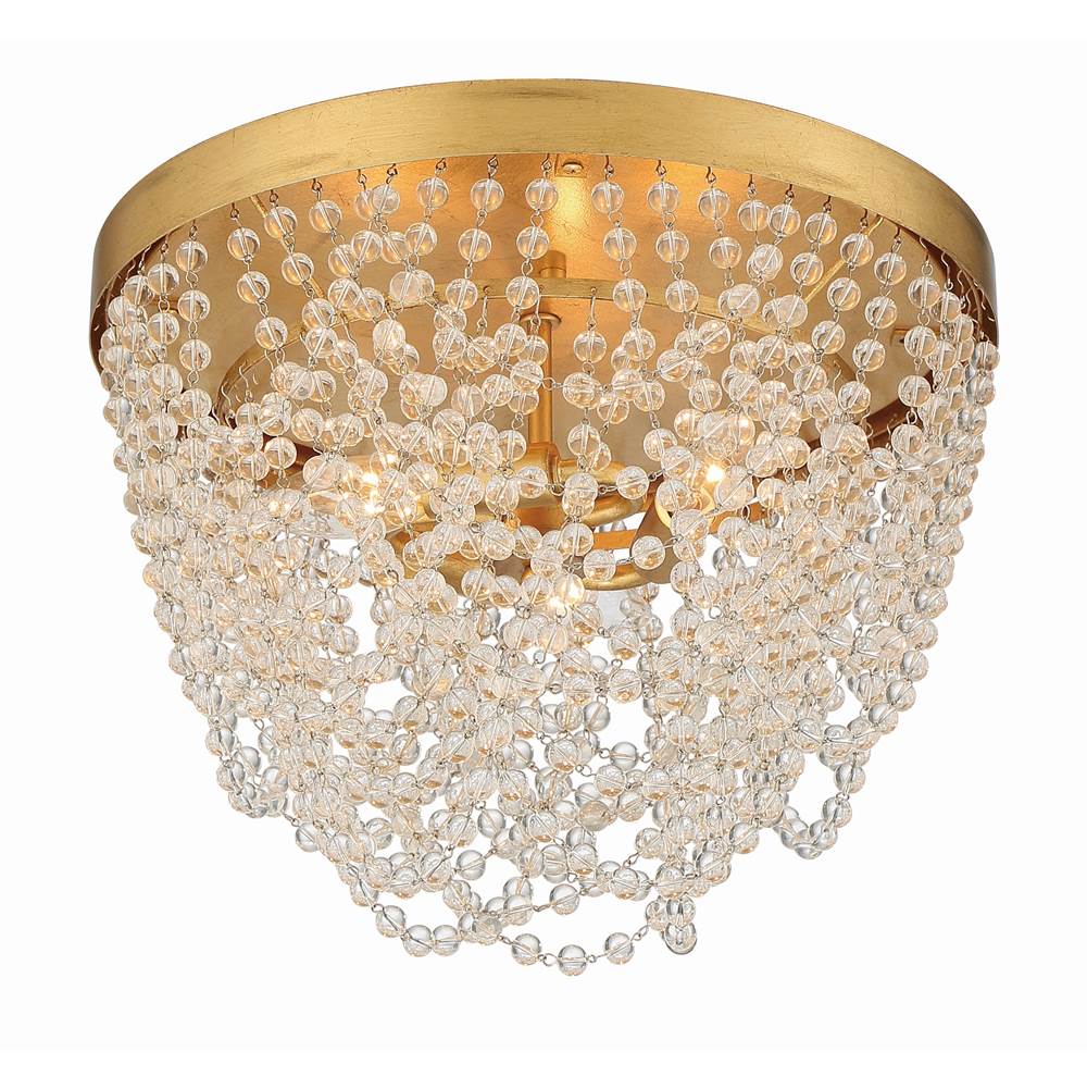 Crystorama Fiona 3 Light Antique Gold Ceiling Mount