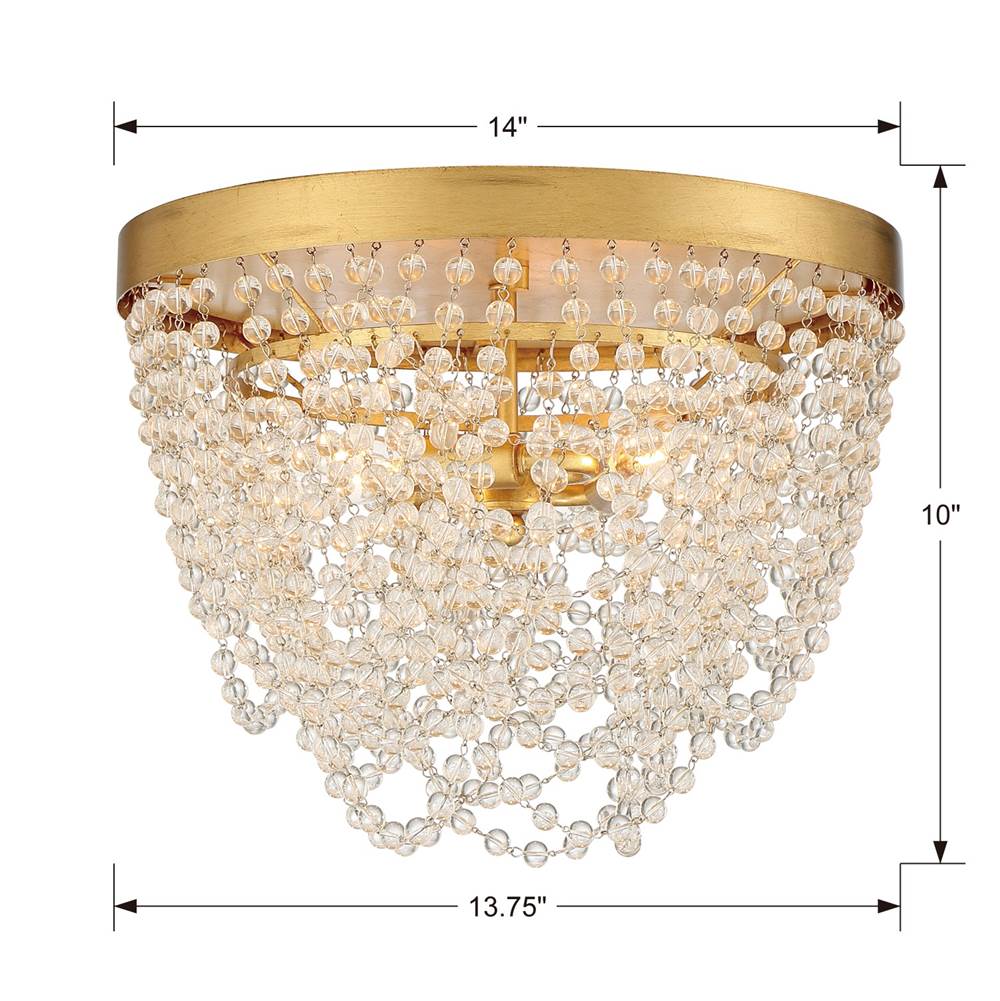 Crystorama FIO-A9103-GA-CL Antique Gold Fiona 3 Light Antique Gold Ceiling Mount Image 2