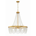 Crystorama FIO-A9104-GA-WH Antique Gold Fiona 4 Light Antique Gold Chandelier With White Beads Image 1