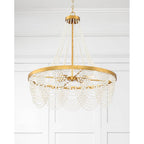Crystorama Fiona 4 Light Antique Gold Chandelier With White Beads