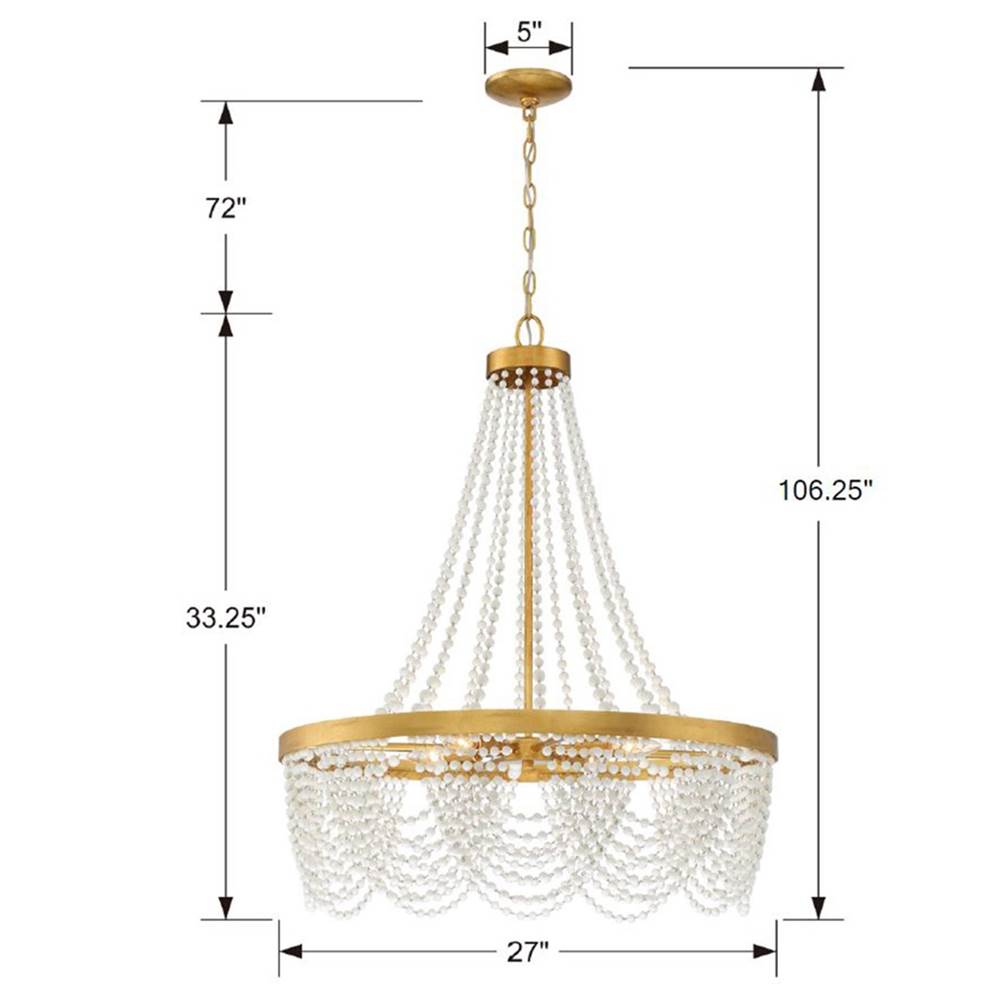 Crystorama FIO-A9104-GA-WH Antique Gold Fiona 4 Light Antique Gold Chandelier With White Beads Image 2