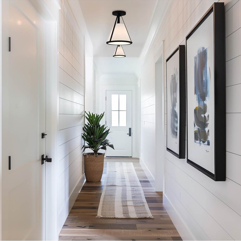 Crystorama FUL-900-BK_CEILING Black Fulton 1 Light Black Semi Flush Mount Image 4