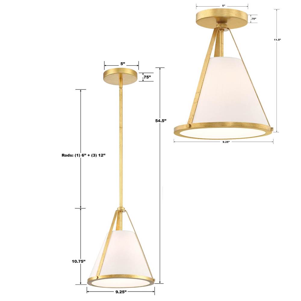 Crystorama FUL-900-GA_CEILING Antique Gold Fulton 1 Light Antique Gold Semi Flush Mount Image 3