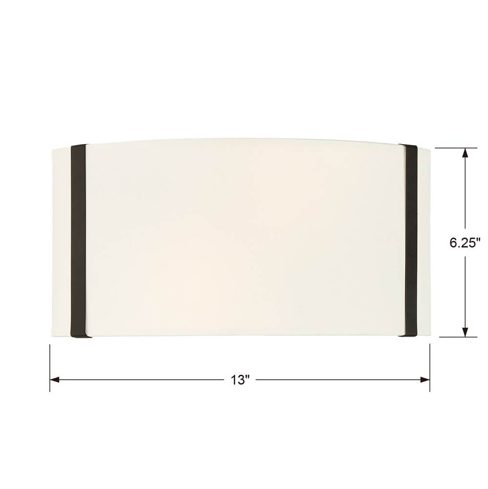 Crystorama FUL-902-BK Black Fulton 2 Light Black Wall Mount Image 2