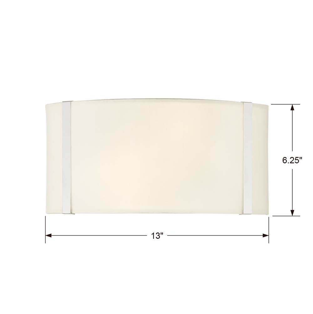Crystorama FUL-902-PN Polished Nickel Fulton 2 Light Polished Nickel Wall Mount Image 2