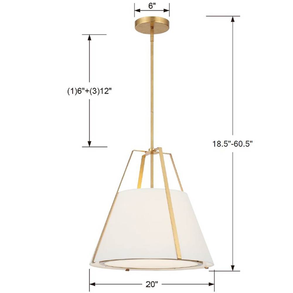 Crystorama FUL-904-GA Antique Gold Fulton 3 Light Antique Gold Pendant Image 2