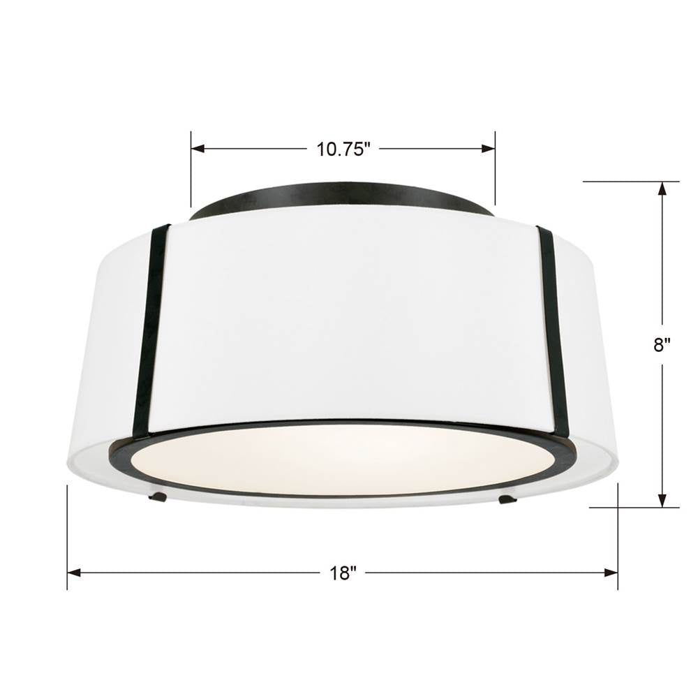 Crystorama Fulton 3 Light Matte Black Ceiling Mount