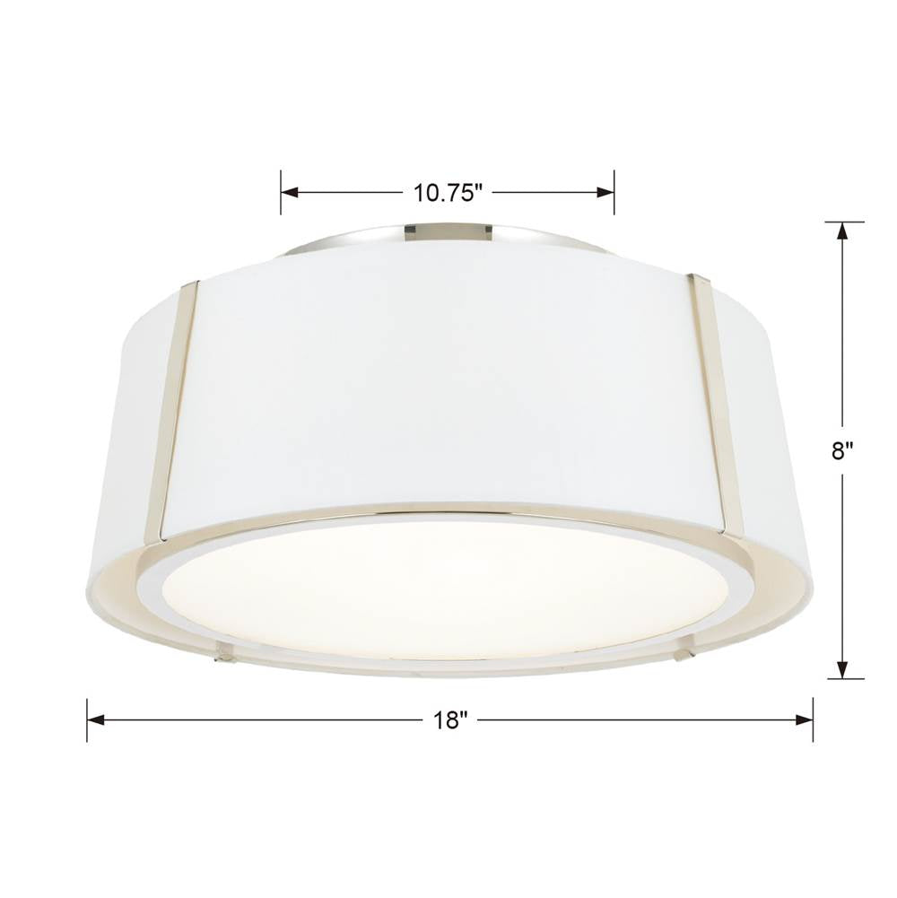 Crystorama FUL-905-PN Polished Nickel Fulton 3 Light Polished Nickel Ceiling Mount Image 2