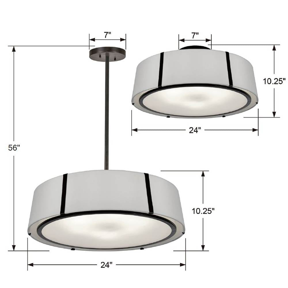 Crystorama Fulton 6 Light Matte Black Ceiling Mount