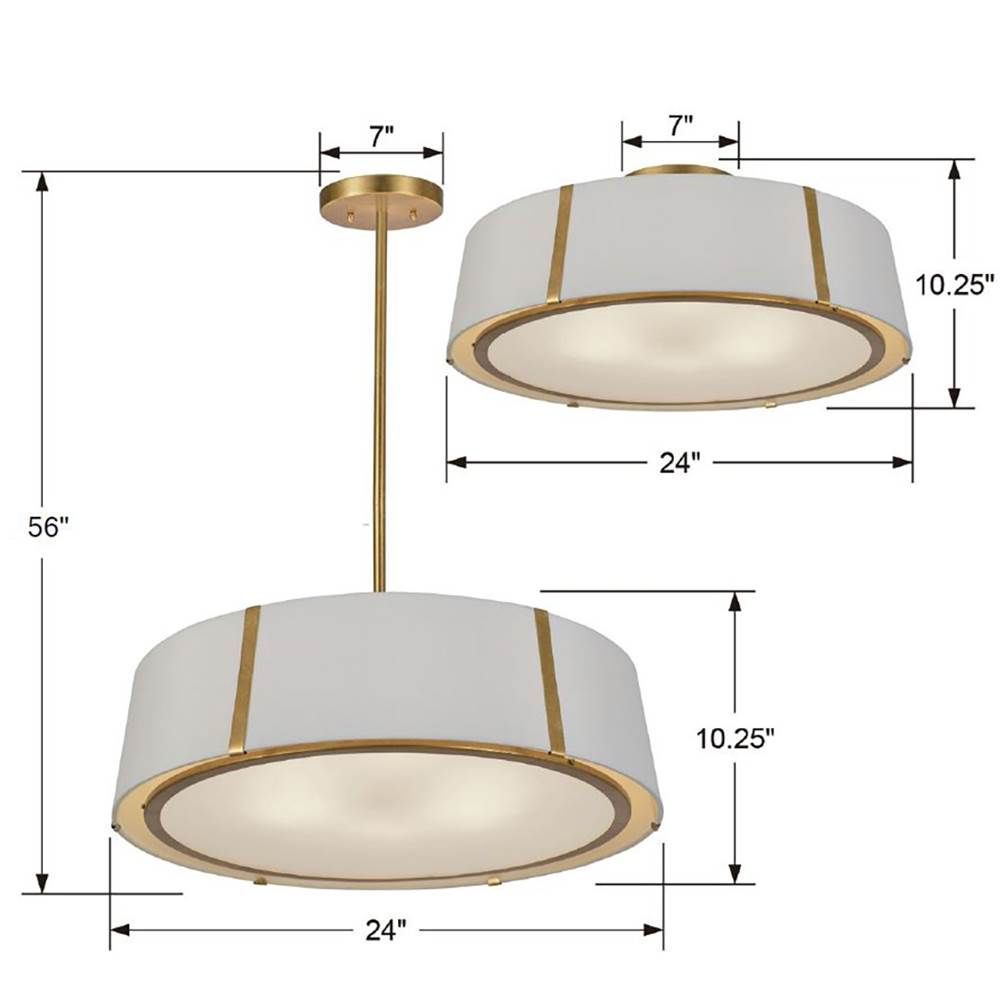 Crystorama Fulton 6 Light Matte Black Ceiling Mount