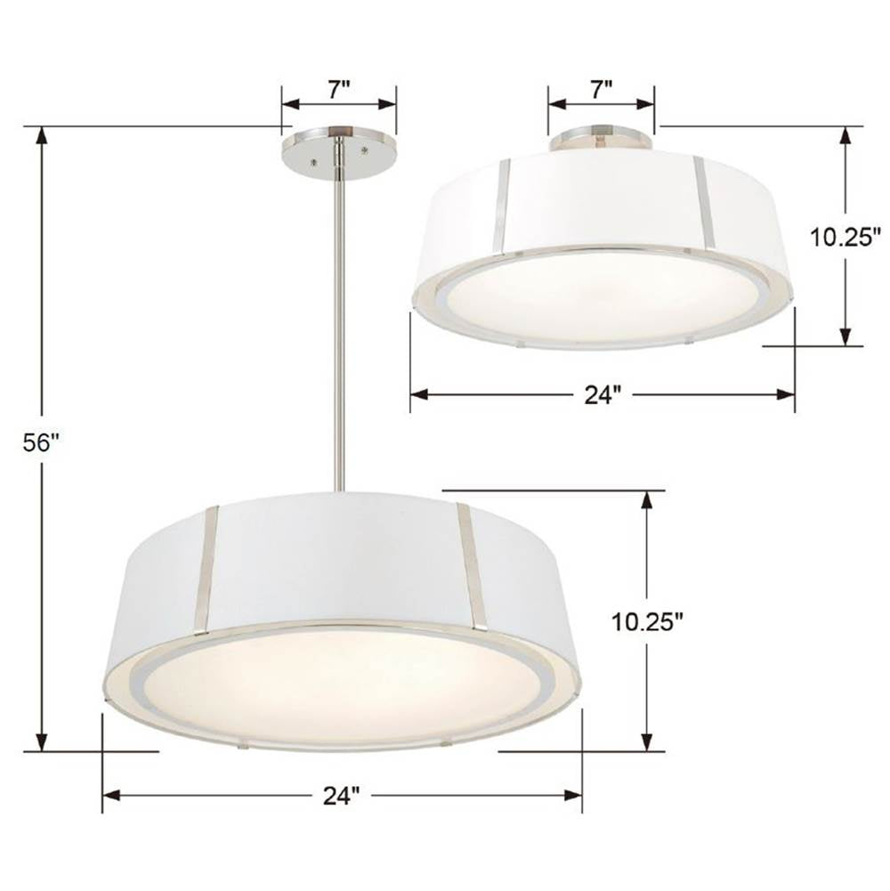Crystorama FUL-907-PN_CEILING Polished Nickel Fulton 6 Light Polished Nickel Ceiling Mount Image 2