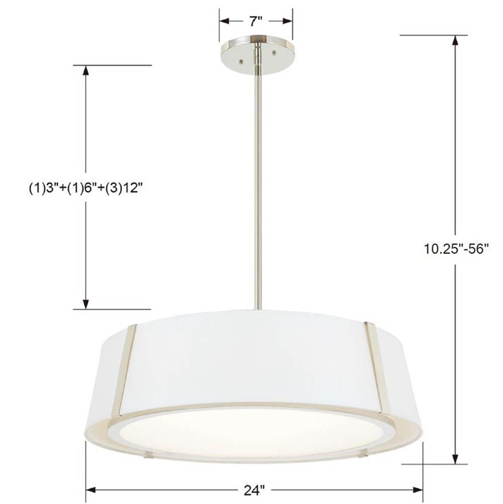 Crystorama FUL-907-PN Polished Nickel Fulton 6 Light Polished Nickel Chandelier Image 2