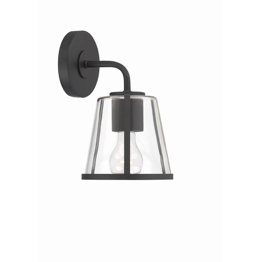 Crystorama FUL-911-BK-CL Black Fulton 1 Light Black Bathroom Vanity Image 1