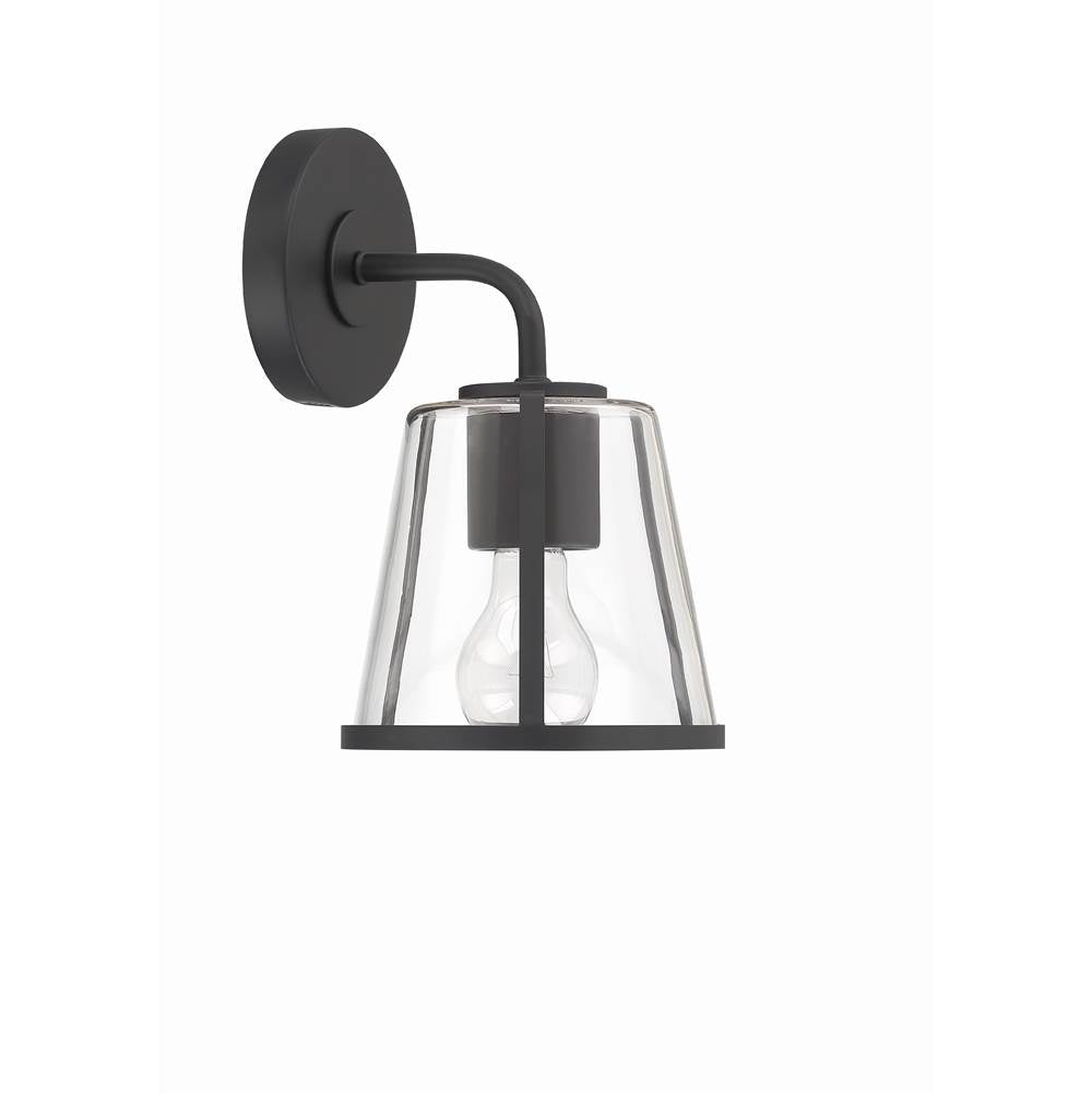 Crystorama FUL-911-BK-CL Black Fulton 1 Light Black Bathroom Vanity Image 4