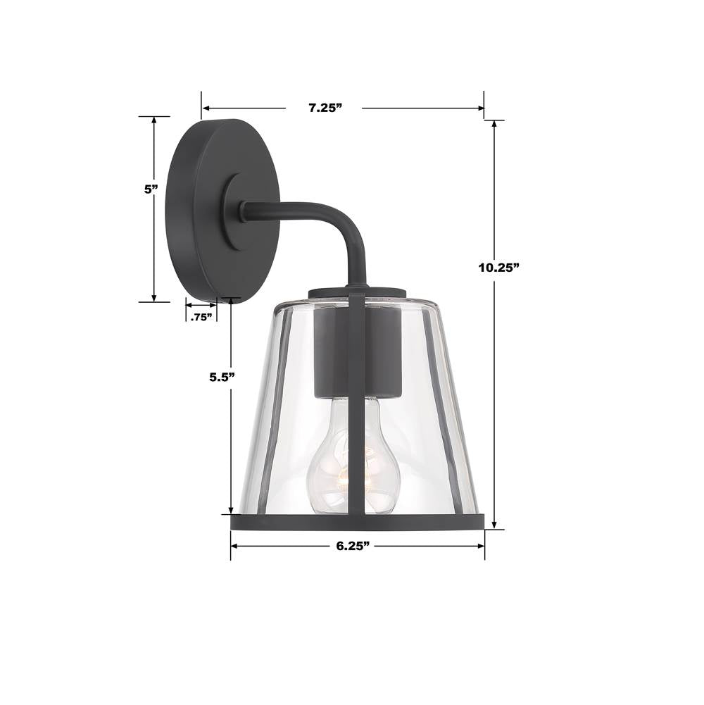 Crystorama FUL-911-BK-CL Black Fulton 1 Light Black Bathroom Vanity Image 2
