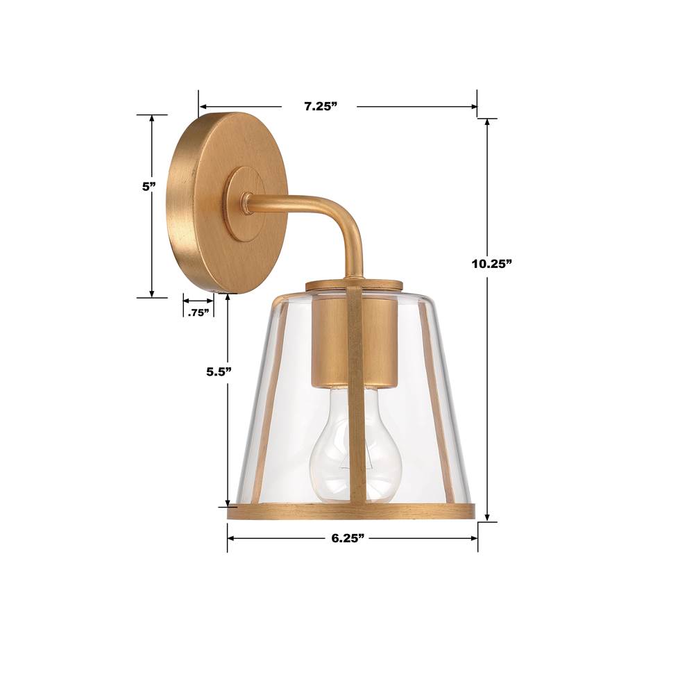 Crystorama FUL-911-GA-CL Antique Gold Fulton 1 Light Antique Gold Bathroom Vanity Image 2