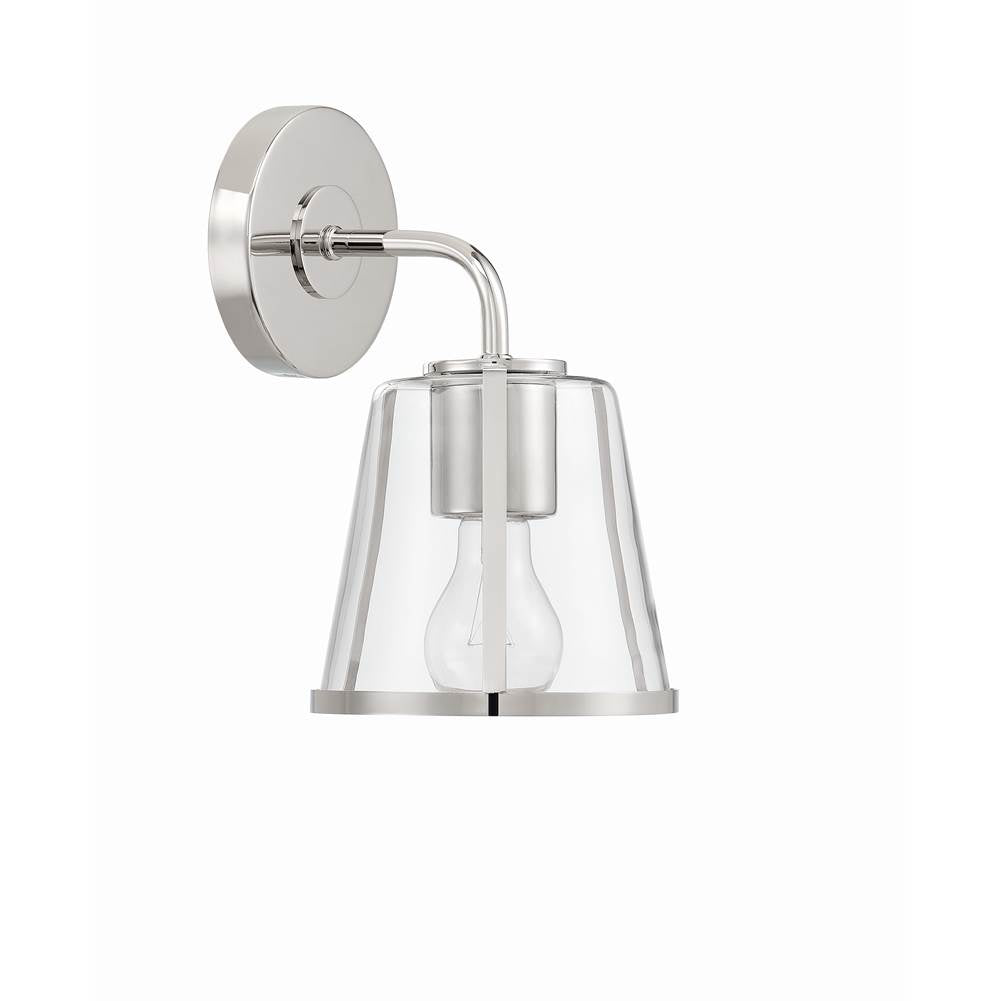 Crystorama FUL-911-PN-CL Polished Nickel Fulton 1 Light Polished Nickel Bathroom Vanity Image 5