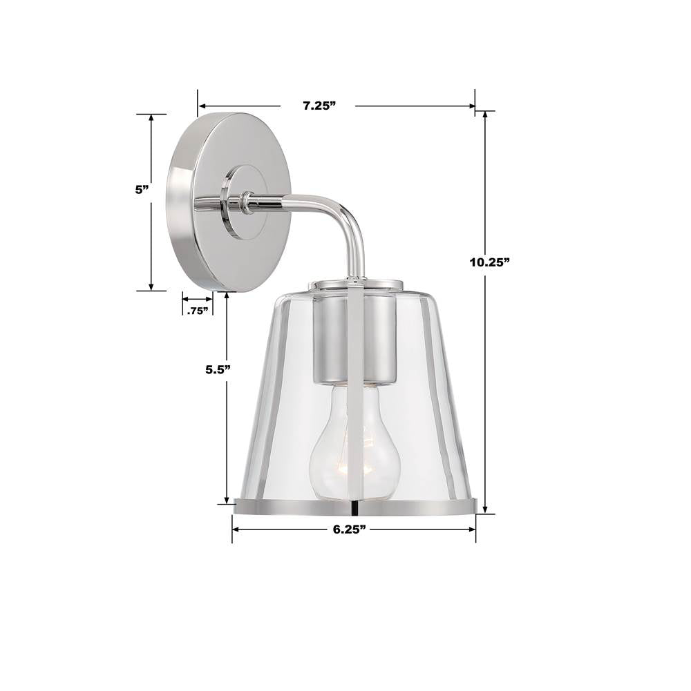 Crystorama FUL-911-PN-CL Polished Nickel Fulton 1 Light Polished Nickel Bathroom Vanity Image 2