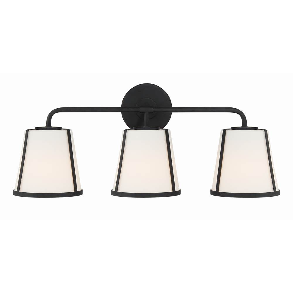 Crystorama FUL-913-BK Black Fulton 3 Light Black Bathroom Vanity Image 1