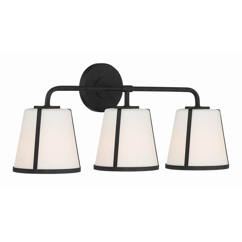 Crystorama FUL-913-BK Black Fulton 3 Light Black Bathroom Vanity Image 4