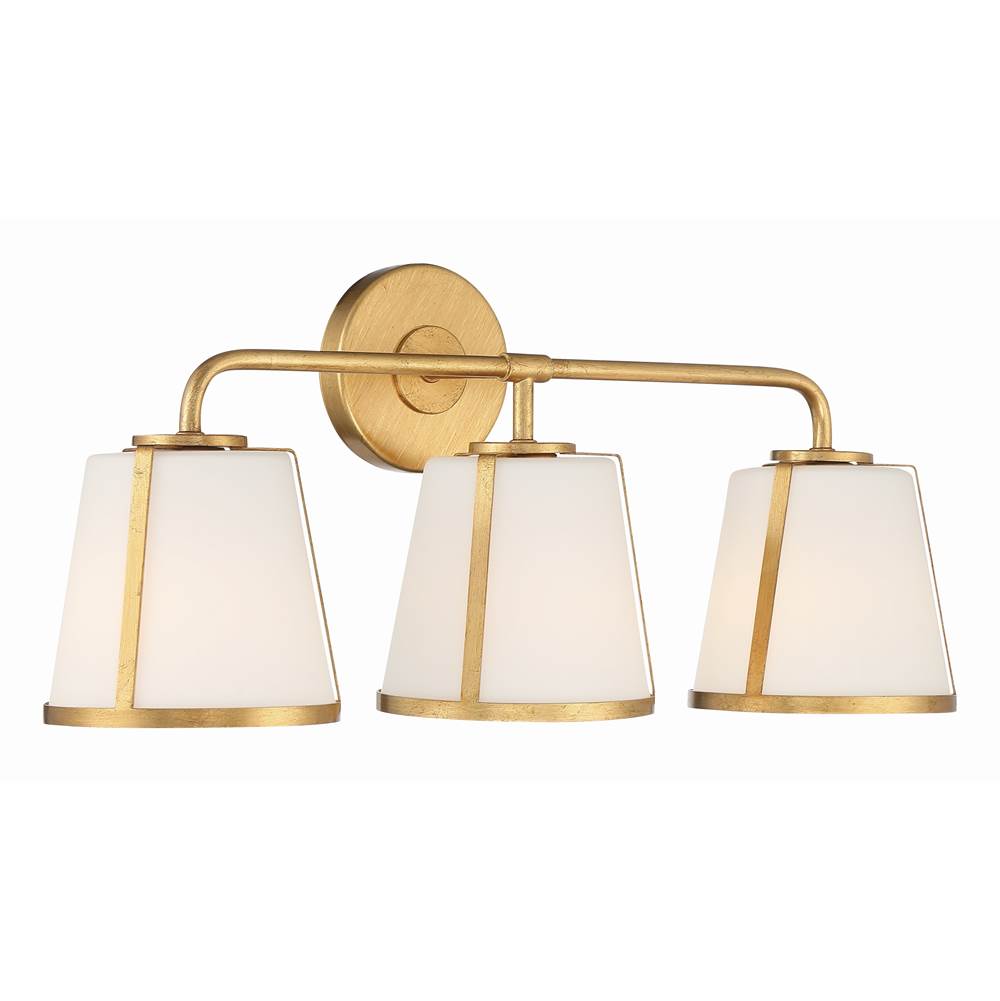 Crystorama FUL-913-GA Antique Gold Fulton 3 Light Antique Gold Bathroom Vanity Image 3