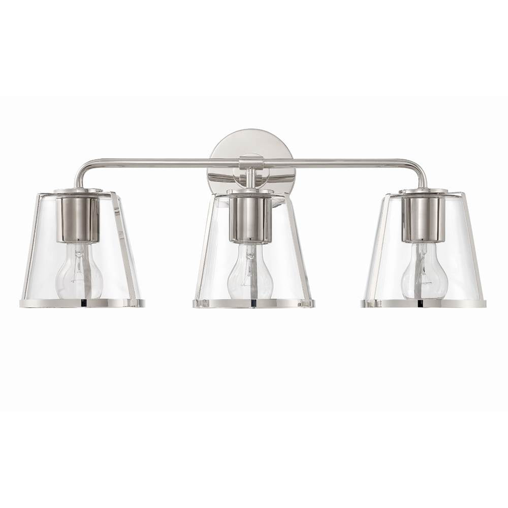 Crystorama FUL-913-PN-CL Polished Nickel Fulton 3 Light Polished Nickel Bathroom Vanity Image 4