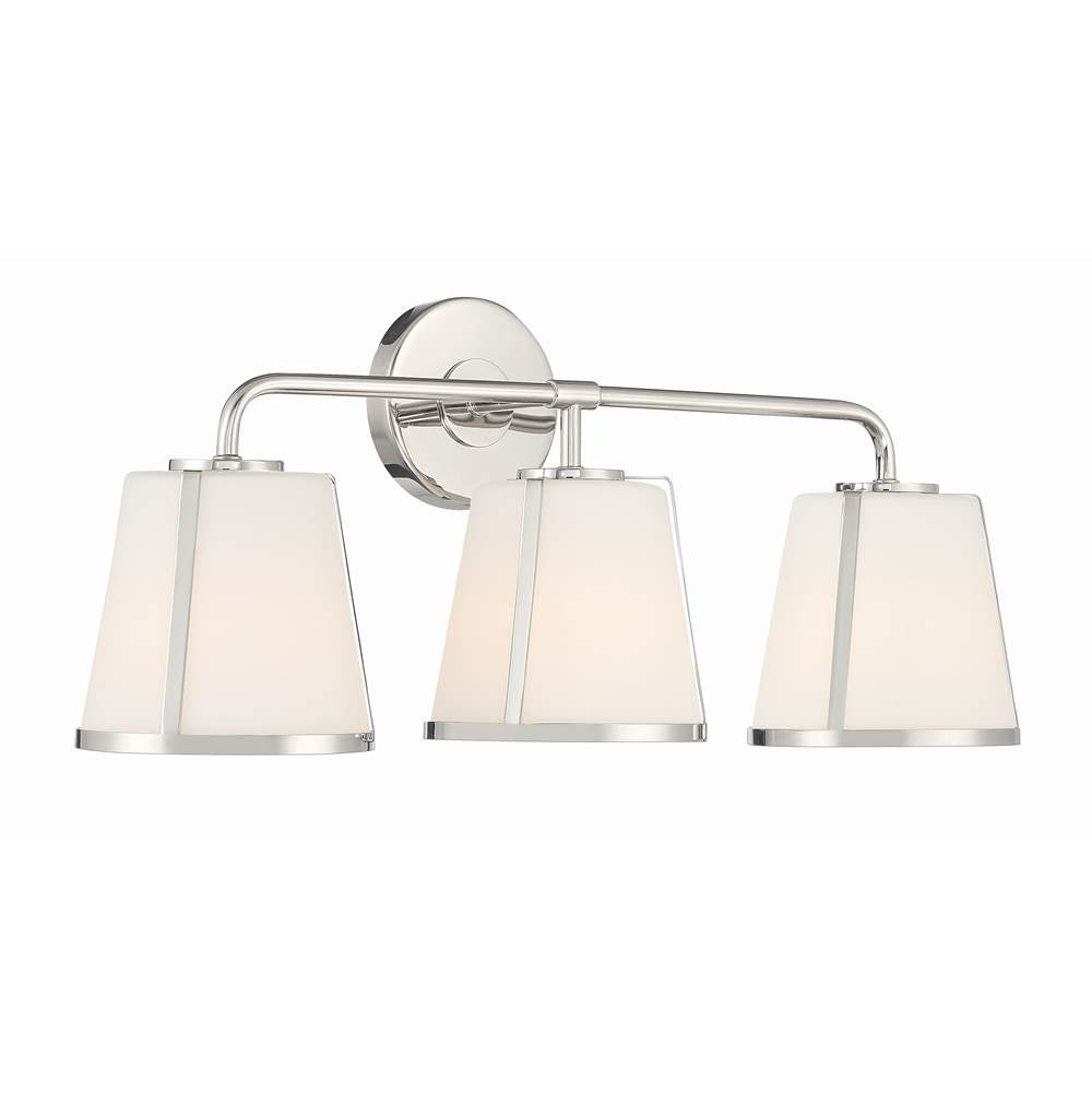 Crystorama FUL-913-PN Polished Nickel Fulton 3 Light Polished Nickel Bathroom Vanity Image 3