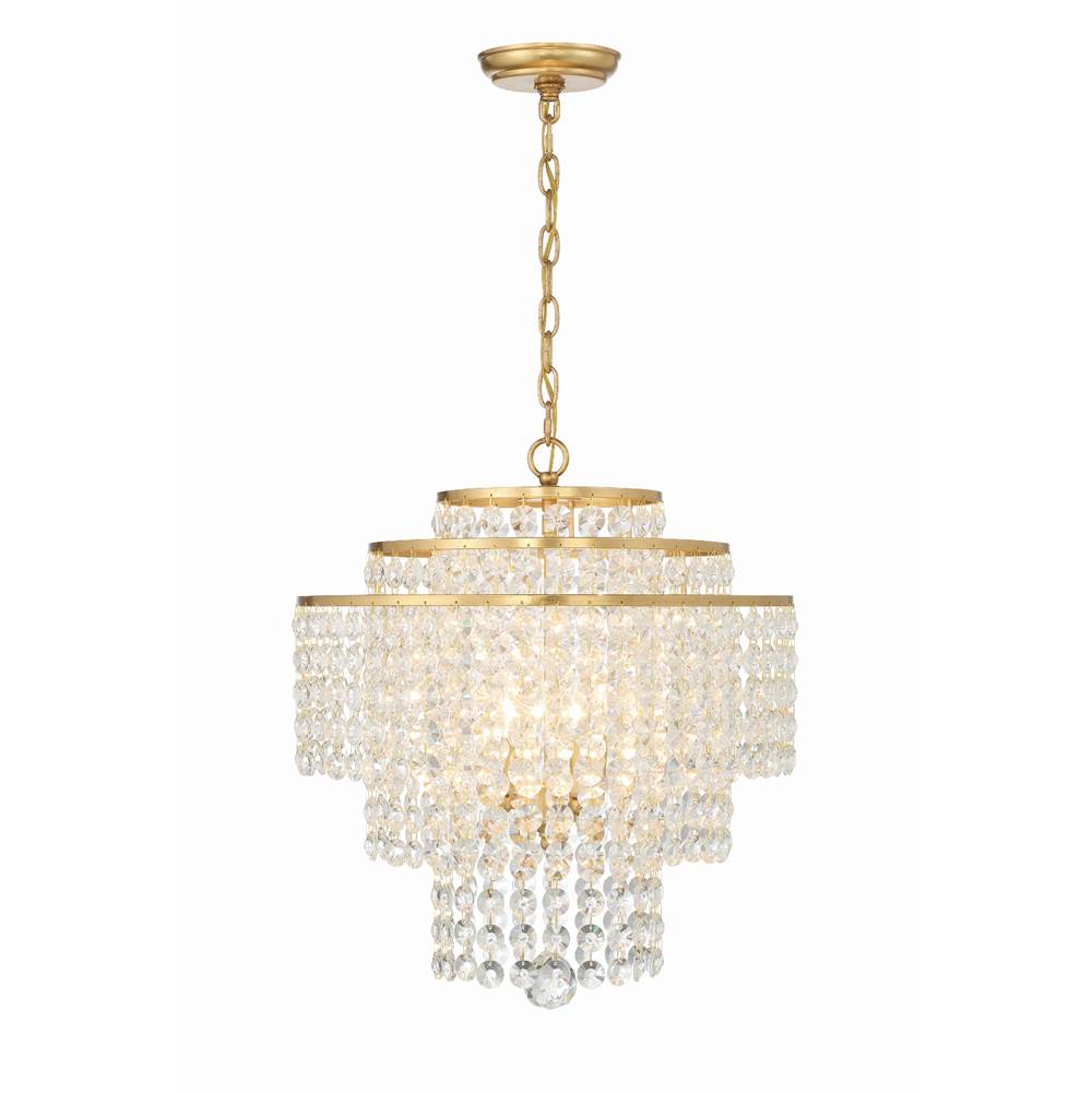 Crystorama GAB-B7304-GA Antique Gold Gabrielle 4 Light Antique Gold Chandelier Image 1