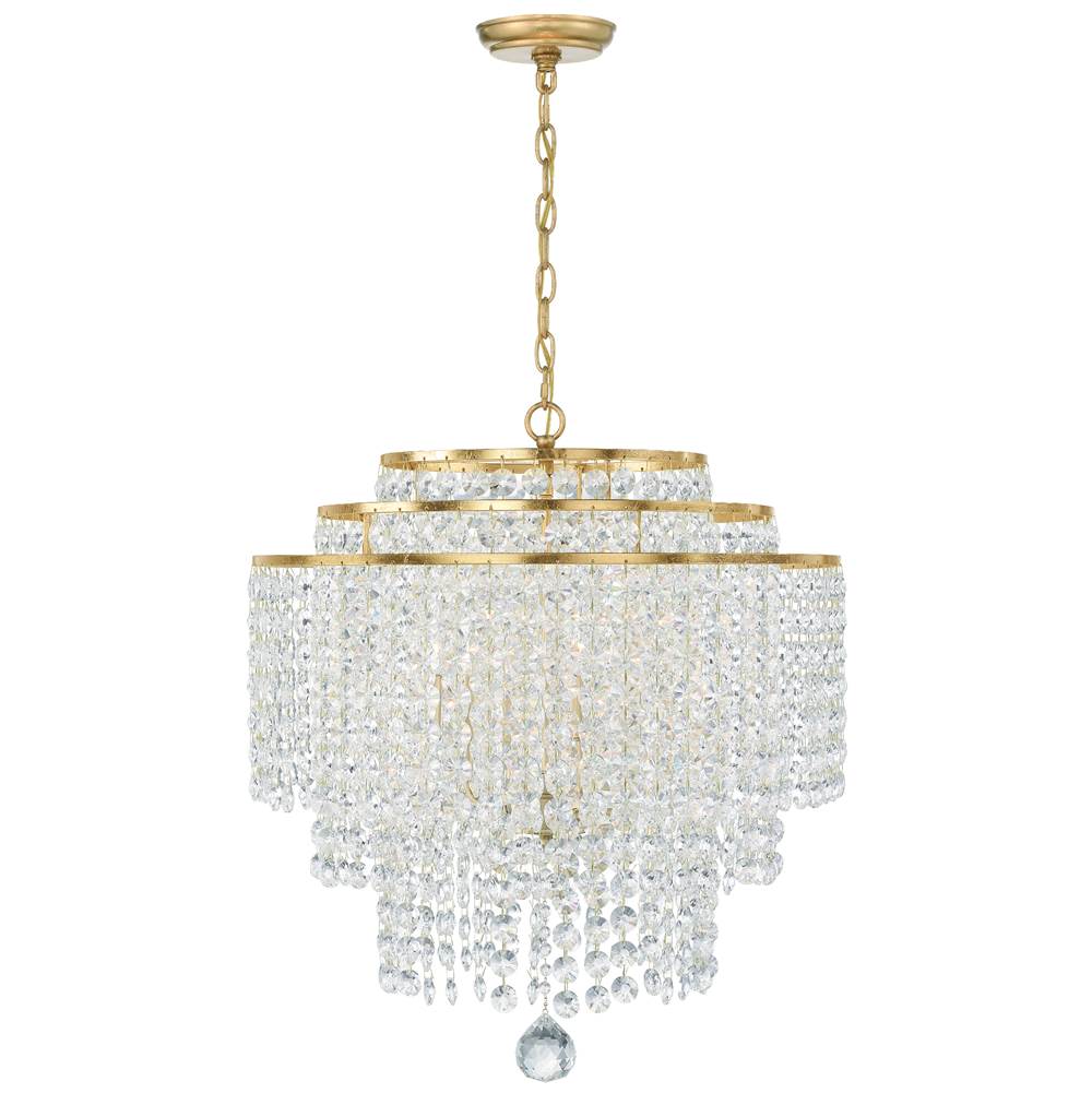 Crystorama GAB-B7305-GA Antique Gold Gabrielle 6 Light Antique Gold Chandelier Image 1
