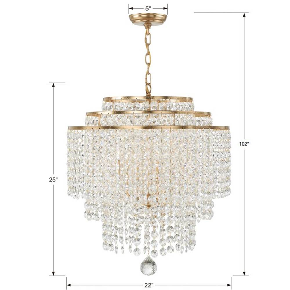 Crystorama Gabrielle 6 Light Antique Gold Chandelier