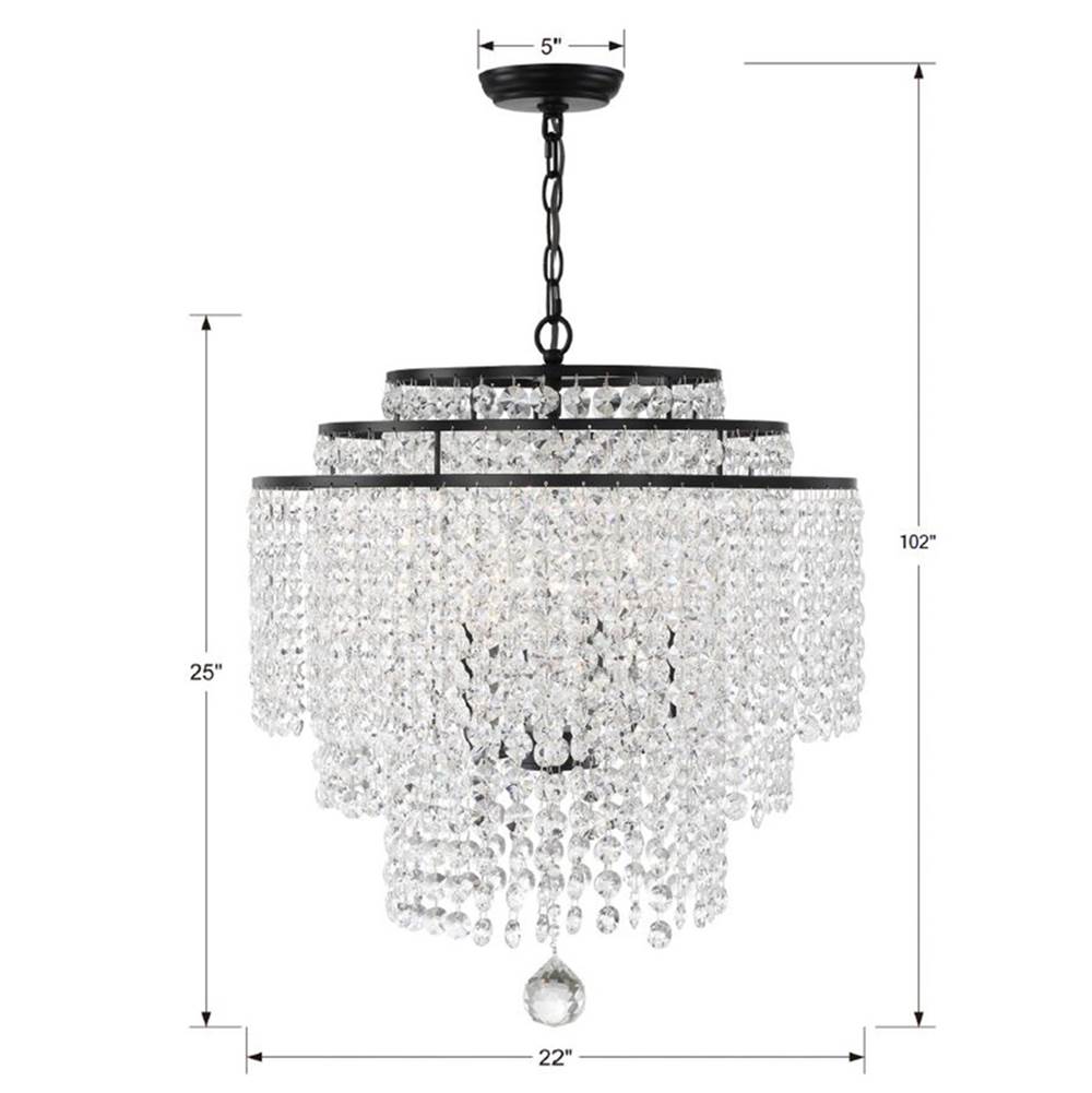 Crystorama GAB-B7305-MK Matte Black Gabrielle 6 Light Matte Black Chandelier Image 2